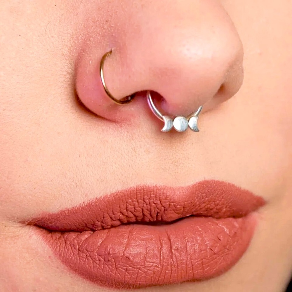 Triple Moon Septum Nose Ring pierced New Spooky Witch Boho Body Jewelry Womans